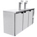 A stainless steel Beverage-Air beer dispenser with three taps.
