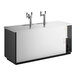 A commercial kegerator beer dispenser with one double tap and one triple tap, featuring a black exterior and left side compressor.