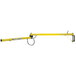 A yellow metal arm with black wires.