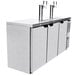 A stainless steel Beverage-Air beer dispenser with three taps on a counter.