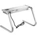 A silver metal ServIt strip warmer with attached power cord and metal legs.