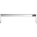 A stainless steel ServIt strip warmer with adjustable legs on a white background.