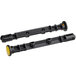 A pair of black plastic rods with yellow handles.