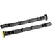 A pair of black plastic rods with yellow handles.