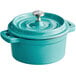 Aqua Sky Valor enameled cast iron mini pot with cover.