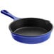 A Valor Galaxy Blue enameled cast iron skillet with a black handle.