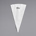 A white plastic coated canvas pastry bag with black text.