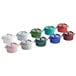 A group of Valor fern green enameled mini cast iron pots with covers.
