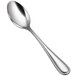 A Bon Chef Ravello stainless steel oval soup/dessert spoon with a silver handle and spoon.