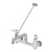A T&S chrome faucet with lever handles.