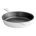 A Valor Arctic White enameled cast iron skillet with a helper handle.