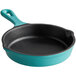 a blue and black skillet