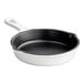 A Valor 5" Arctic White enameled cast iron skillet with a black handle.