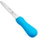 A Choice Galveston Style Oyster Knife with a blue handle.