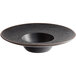 An Acopa Heika black stoneware bowl with a brown rim.