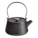 An Acopa black stoneware teapot with a handle and lid.