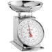 A silver Galaxy mechanical portion scale with a removable stainless steel bowl.