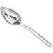 a silver spoon with a long handle