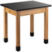 a table with a black top