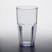A clear plastic tumbler with a clear bottom.