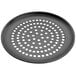 An American Metalcraft round black pan with holes.
