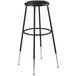 A black National Public Seating lab stool with silver legs.