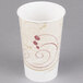 A white Solo paper cold cup with a swirl design.