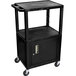 A black metal Luxor utility A/V cart with two shelves.