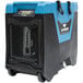 A blue and black XPOWER commercial dehumidifier with wheels.