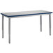 A National Public Seating utility table with a gray top and silver legs.