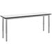 A white rectangular National Public Seating utility table with black trim.