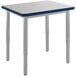 A National Public Seating utility table with a blue top and gray edge.