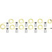 A yellow Voltec work light string with black metal caged lights.