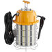 A yellow and black Voltec LED temporary area light with a white cord.