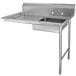 A stainless steel Advance Tabco dishtable with a sink on the right.