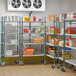 A Regency green epoxy wire shelving kit in a kitchen.