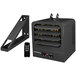 A black rectangular King Electric PlatinumX series portable unit heater with remote control.