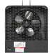 The black machine has a metal fan.