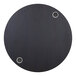 A circular black BFM Seating table top with two round holes.