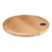 A BFM Seating natural ash veneer wood table top with a round surface.