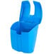 A blue plastic San Jamar Saf-T-Ice scoop holder with a lid.