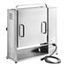 A stainless steel Prince Castle Slim-Line vertical contact toaster with a cord.