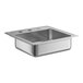 A Zurn Elkay stainless steel single bowl sink with three faucet holes.