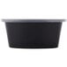 A black oval Pactiv Newspring souffle container with a clear lid.