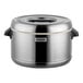 A Zojirushi stainless steel sushi rice container with a lid.