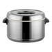 A Zojirushi stainless steel pot with a lid.