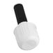 A plastic stretch wrap dispenser with a black handle and white grip.