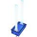 a blue rectangular object with two tubes
