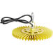 a yellow light fixture with black wires