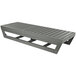 A grey faux wood chaise lounge with wooden slats.
